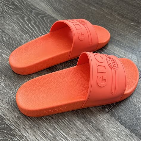 pursuit gucci logo pool slides|gucci slides pursuit 72.